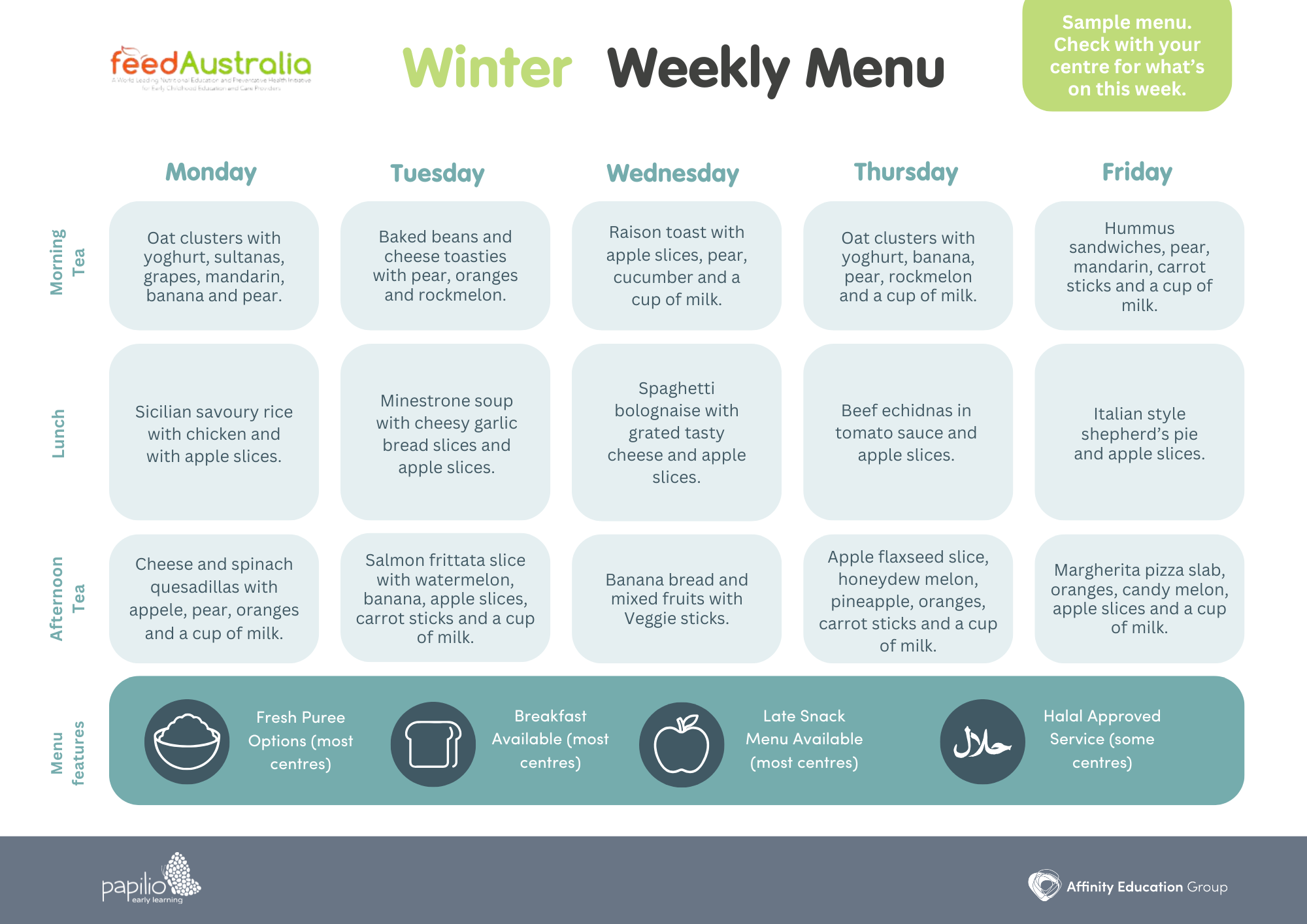 Click to download the sample menu